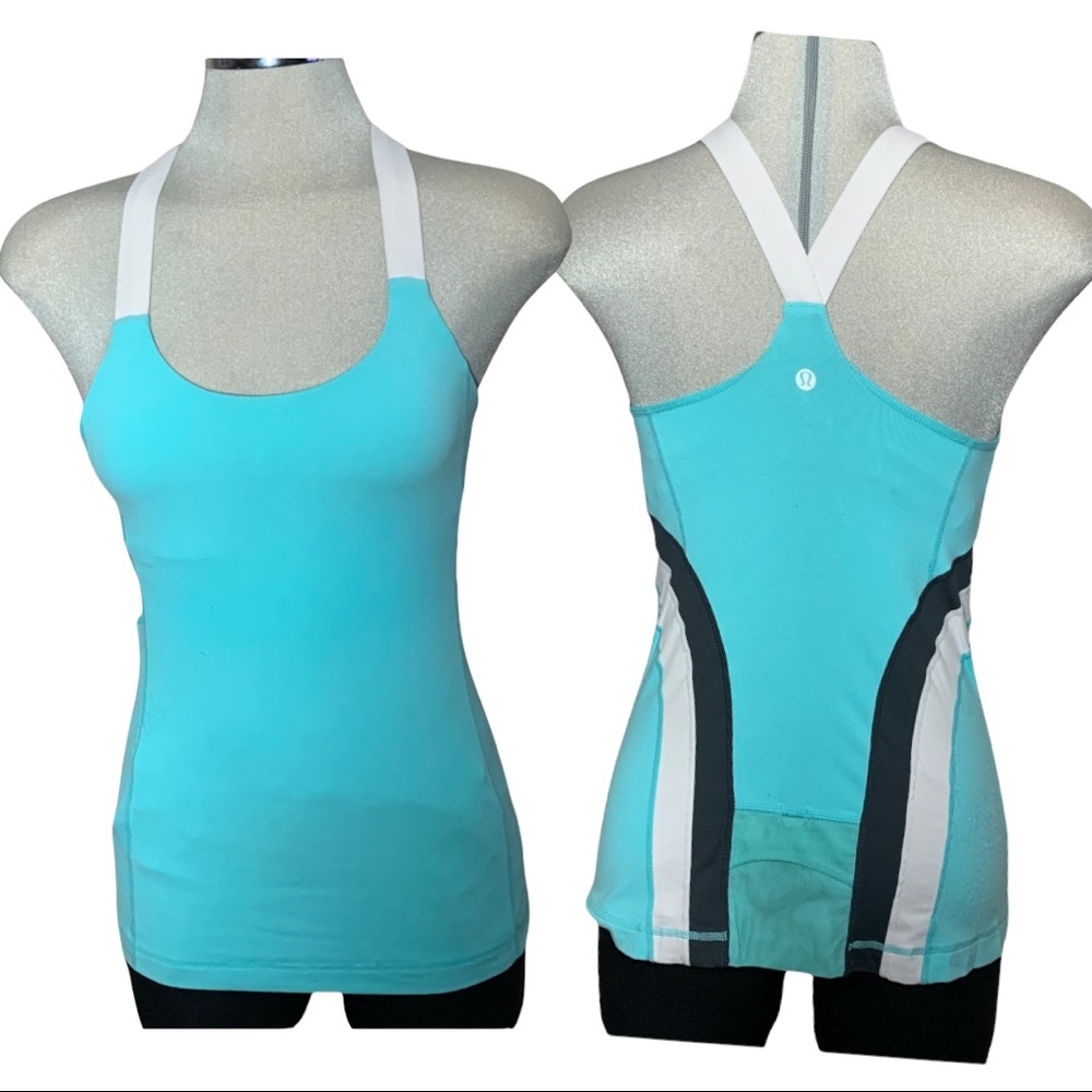 LULULEMON blue and White  racerback Tank top Size M